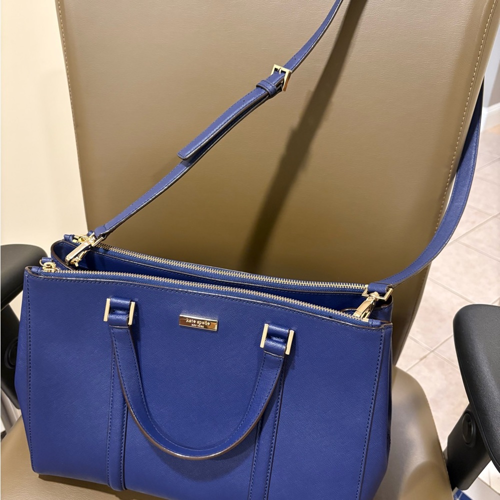 Kate Spade Newbury Lane Loden Large Royal Blue Satchel Purse - Picture 3 of 5